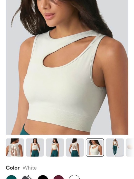 Tops - Cut-Out White Active Crop Tank